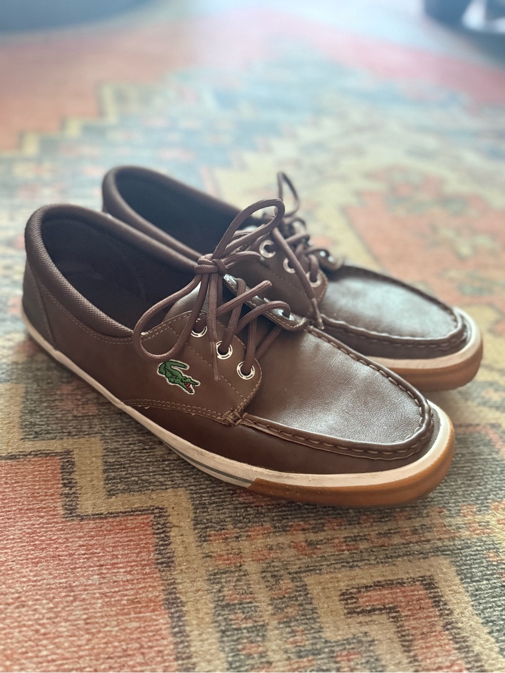 Lacoste Men's Brown Leather Boat Shoes
